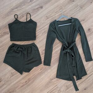 Dark Green Three-Piece Lounge Set